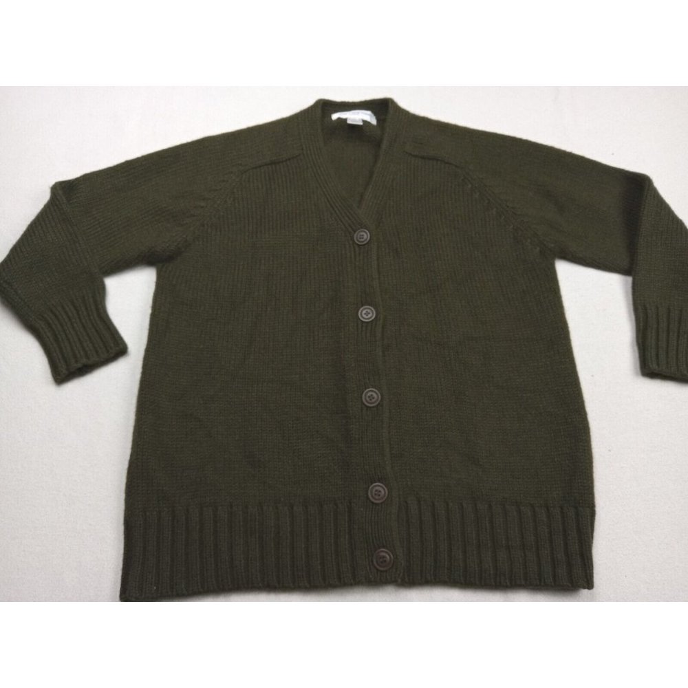Vintage Jones New York Sport Grunge Style Cardigan Military Green Sz M 50% Wool